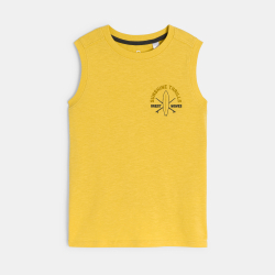 تانك توب بطبعة عبارة باللون الأصفر للأولاد